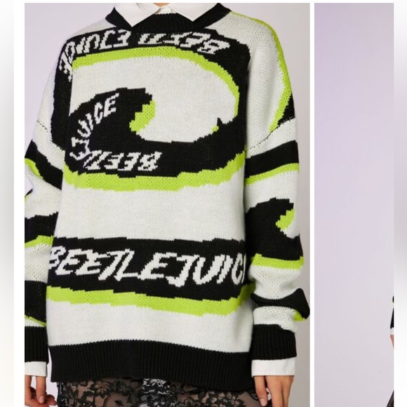 Beetlejuice Beetle juice Spiral Sweater Forever 21 M Medium costume halloween - Picture 3 of 5